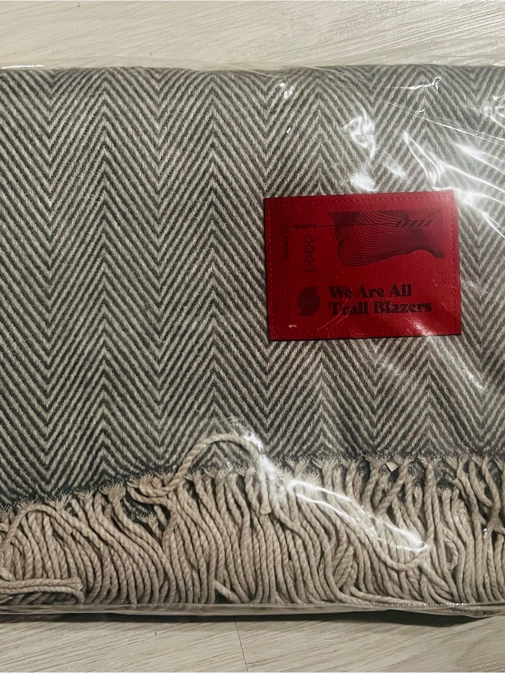 Portland Trail Blazers Woven Chevron Fringe Throw Blanket